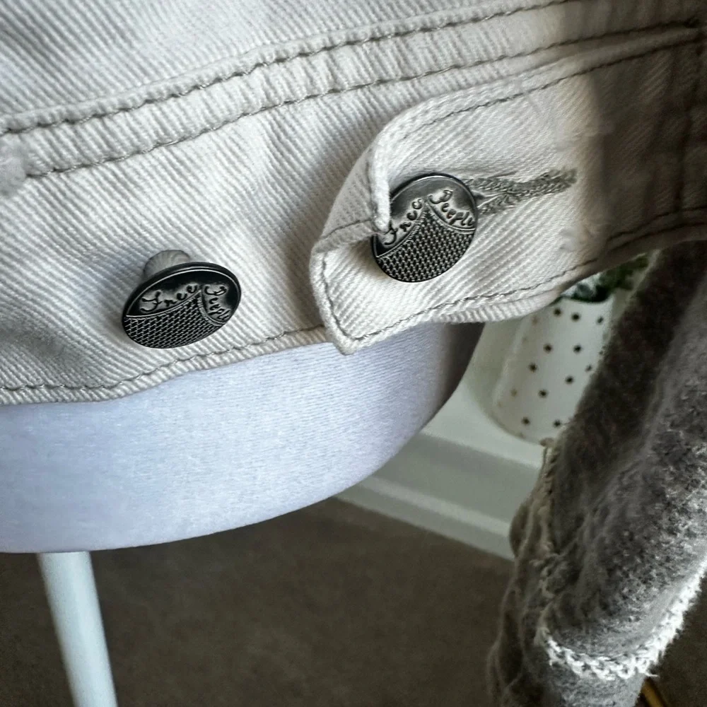Free People White and Gray Jean Jacket - Picture 4 of 5